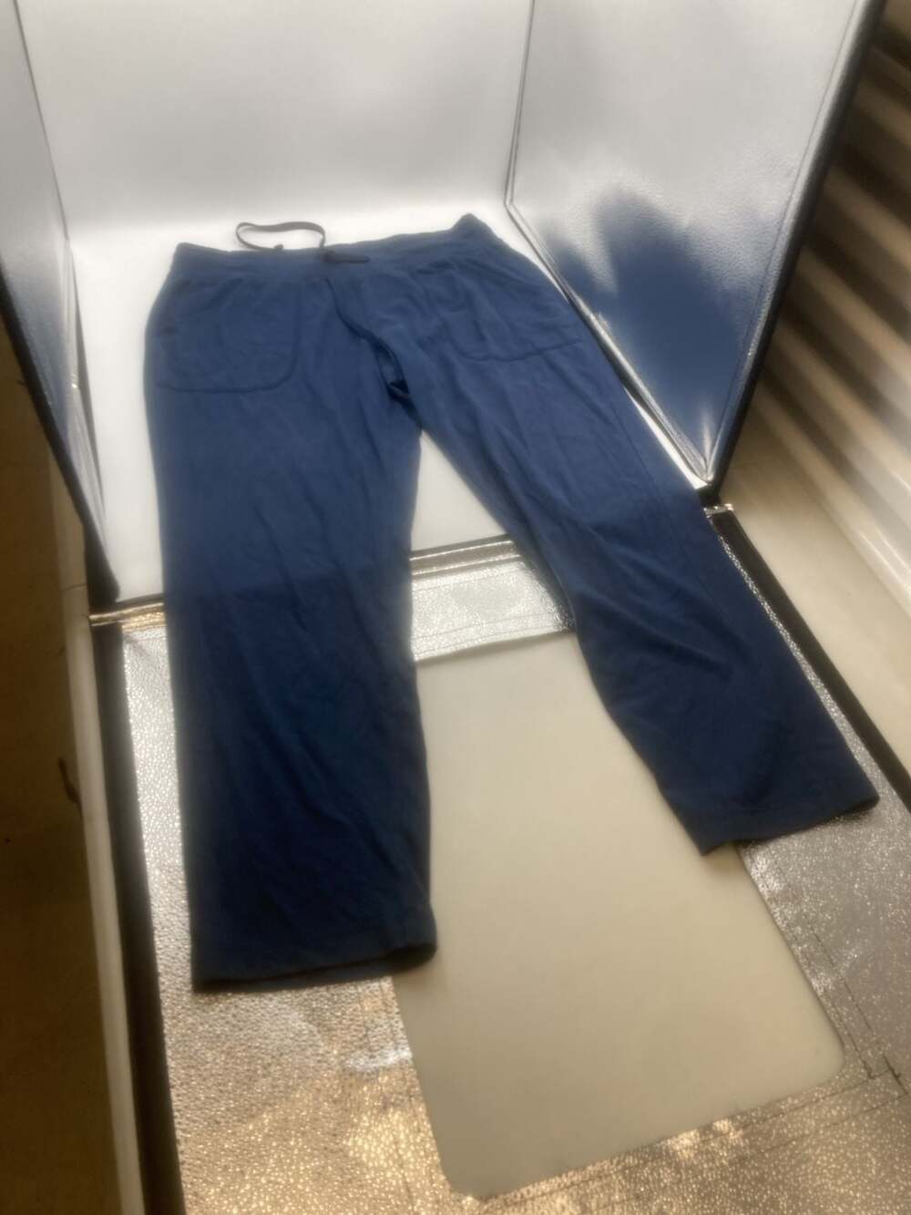 Athletic Works Women's Petite Drawstring Lounge Pants Navy Blue Size Large